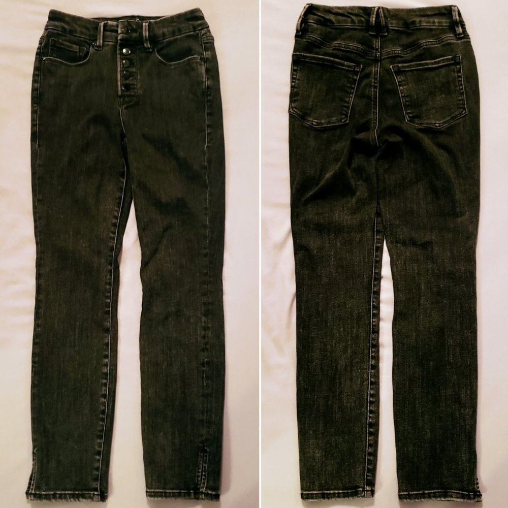 GOOD AMERICAN Skinny Jeans, Black Cotton High Rise Button Fly Pocket Casual 0/25 - Picture 4 of 16